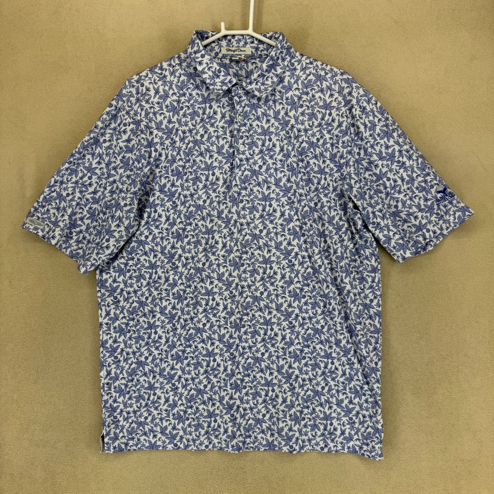 Straight Down Mens XL Golf Polo Shirt All Over Leaf Print Shadowridge Golf Club‎